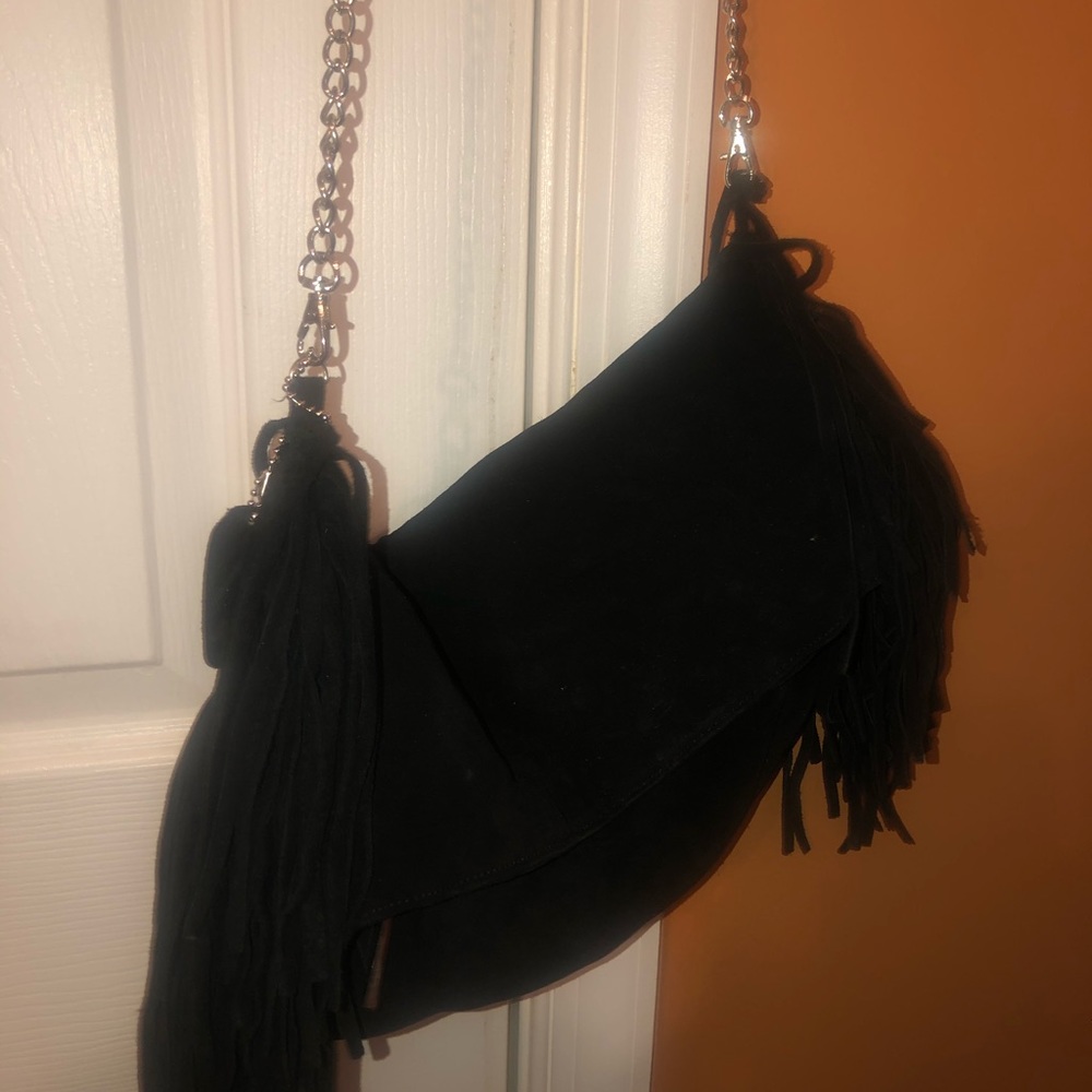 Suede fringe crossbody